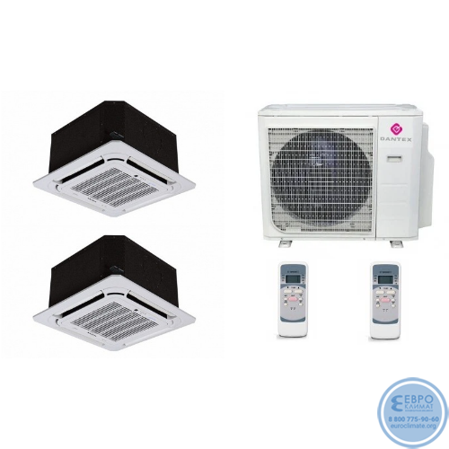 Мульти сплит-система кассетная инверторная Dantex 2xRK-M18Q4-A3N/ RK-4M36HM3E-W (50м+50м)