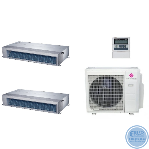 Мульти сплит-система канальная инверторная Dantex 2xRK-M18T5N/ RK-4M36HM3E-W (50м+50м)