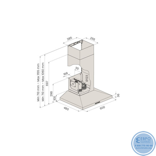 Настенная вытяжка SAVO dCH-m 5306-W RST 60 см-2