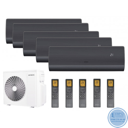 Мульти сплит-система инверторная AURUS серия D 5xADI/in-09HN8/BLACK/ADMI/out-42H5N8 (25м+25м+25м+25м+25м)-2