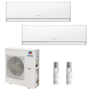Мульти сплит-система инверторная Gree серия AIRY R32 2xGWH09AVCXB-K6DNA1B/I/GWHD(18)NK6OO (25м+25м)
