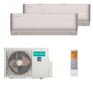 Мульти сплит-система инверторная Hisense серия Vibe Pro Champagne 2xAMS-09UW4RYCHD00(C)/AMW2-18U4RXC (25м+25м)