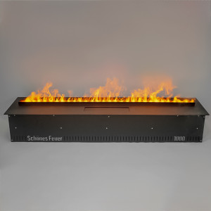 Электрический паровой очаг Schones Feuer 3D FireLine 1000 со стальной крышкой и синей подсветкой