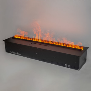 Электрический паровой очаг Schones Feuer 3D FireLine 1000 со стальной крышкой и синей подсветкой
