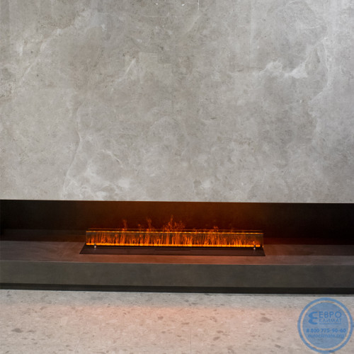 Электрический паровой очаг Schones Feuer 3D FireLine 1200 Pro со стальной крышкой и синей подсветкой-6