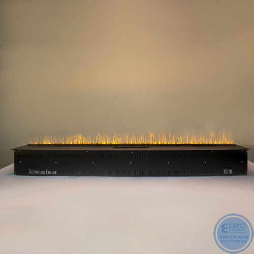 Электрический паровой очаг Schones Feuer 3D FireLine 1500 со стальной крышкой и синей подсветкой-5