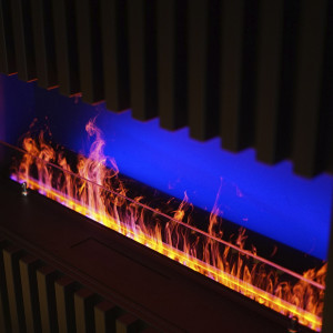 Электрический паровой очаг Schones Feuer 3D FireLine 1500 со стальной крышкой и синей подсветкой
