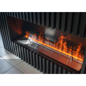 Электрический паровой очаг Schones Feuer 3D FireLine 1500 со стальной крышкой и синей подсветкой