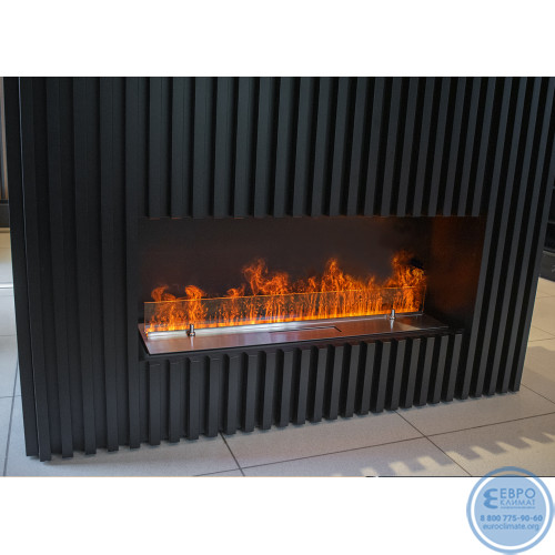 Электрический паровой очаг Schones Feuer 3D FireLine 600 Pro со стальной крышкой и синей подсветкой