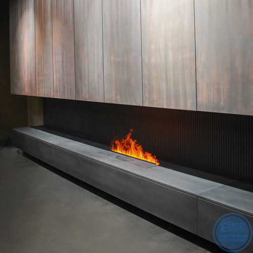 Электрический паровой очаг Schones Feuer 3D FireLine 800 Pro со стальной крышкой и синей подсветкой-4