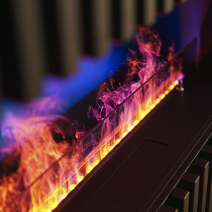 Электрический паровой очаг Schones Feuer 3D FireLine 1500 со стальной крышкой и синей подсветкой