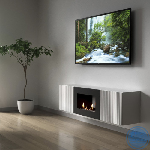 Тумба с биокамином Firelight BFP/P-1400L белая-7