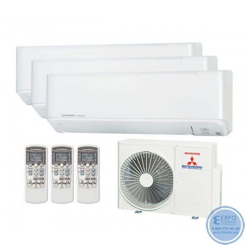 Мульти сплит-система инверторная Mitsubishi Heavy серия Standart 3хSKM20ZSP-W / SCM50ZS-W (20м+20м+20м)